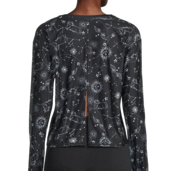 Johnny Was Active Bijou Long Sleeve Flyaway Back Top Tee Women Size L Black - Picture 2 of 16